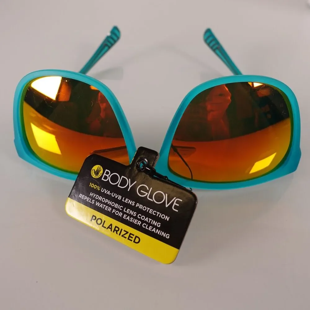 Body Glove Sunglasses Sport Wrap Blue with Orange Mirror Polarized Lens BG11